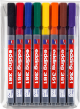 Маркер edding® 361 за бяла дъска, 8 цвята комплект