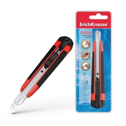 Макетен нож ErichKrause® Arrow, 9 mm (пластмасов блистер 1 бр.)