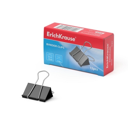 Метална щипка ErichKrause® 19 mm, черна, 12 бр.