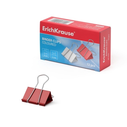 Метална щипка ErichKrause® 25 mm, микс, 12 бр.