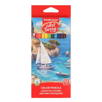 Цветни моливи ErichKrause® Premium ArtBerry, 12 цвята, шестоъгълни, 3 мм