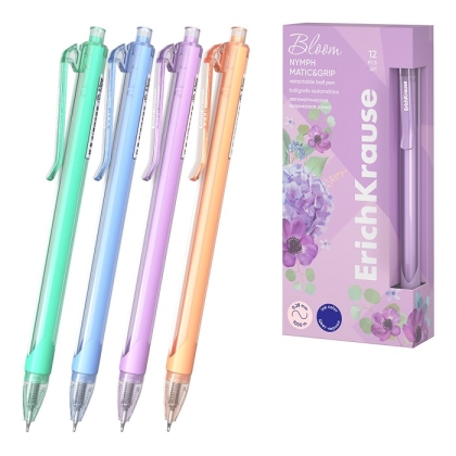 Автоматична химикалка ErichKrause® Nymph Pastel Bloom 0.7 mm (в кутия 12 бр.)