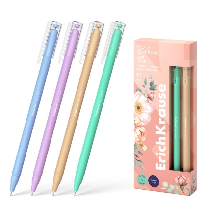 Химикалка ErichKrause® Slim Pastel Bloom 0.7 mm, (кутия 12 бр.)