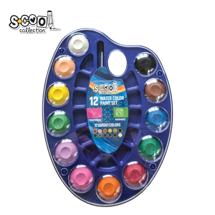 Акварелни бои SCOOL® – комплект от 12 интензивни и ярки цвята