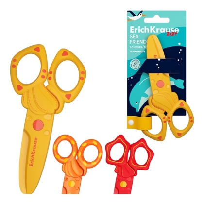 Пластмасови ножици ErichKrause®  Sea friends, 12 см, асорти (блистер 1 бр.)