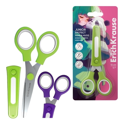 Ножици ErichKrause® Junior Protect Panda Hugs, 13 см, асорти (блистер 1 бр.)