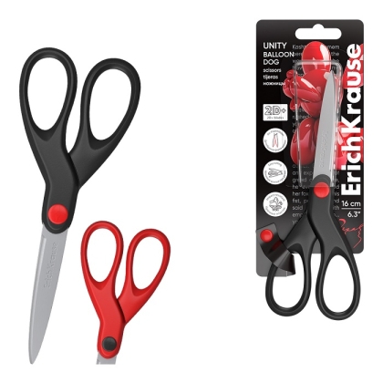 Ножици ErichKrause® Unity Balloon Dog, 16 см, асорти (блистер 1бр.)
