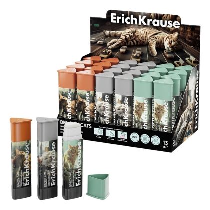 Лепило-стик ErichKrause® Prism Big City Cats, 13 г, асорти (опаковка 24 бр.)