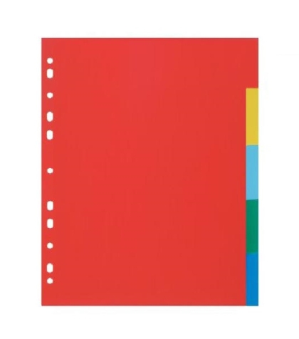 Разделител PP A4, 5 цвята