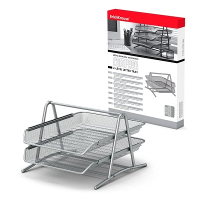 Двуетажна поставка за документи ErichKrause® Compass,  Classic - сребрист