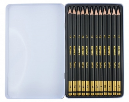 Комплект графитни моливи КORES с различна твърдост на графита, 12 бр.