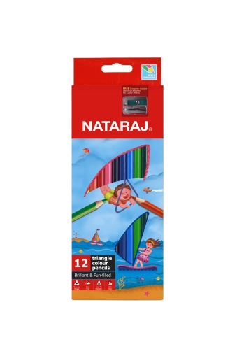 Цветни моливи Nataraj 12 цвята, триъгълни,