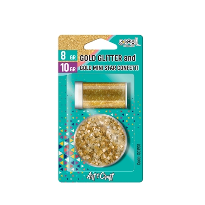 Златен брокат и конфети S-COOL  за декоразия, крафт блистер