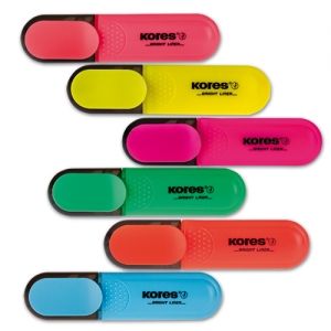 Маркер KORES® Bright Liner Plus, 6 бр. комплект