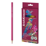 Шестоъгълни акварелни моливи ErichKrause® Safari 12 цвята с четка, 3,3 мм графит