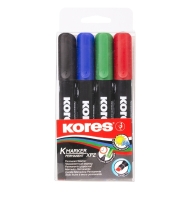 Комплект перманентни маркери KORES K-Marker XP2, скосен връх, 3-5 mm, 4 броя