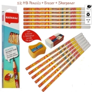 Молив HB Nataraj MARBLE, шестоъгълен, 12 бр. в кутия + острилка и гумичка