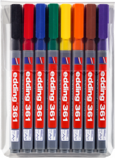 Маркер edding® 361 за бяла дъска, 8 цвята комплект