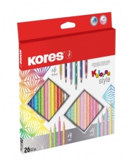Цветни моливи KORES Kolores Style, 26 цвята 