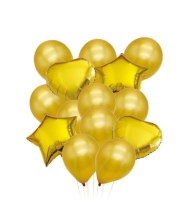Сет латексови  и фолиеви балони, 14 броя златни