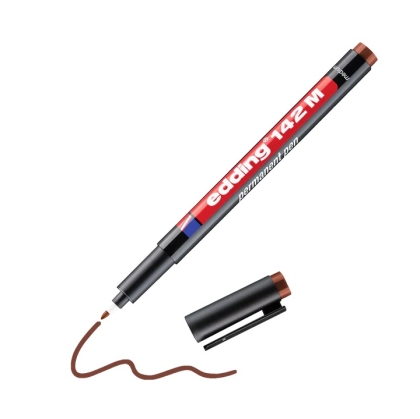 Маркер edding® 142M, OHP, за гладки повърхности, 1mm - кафяв