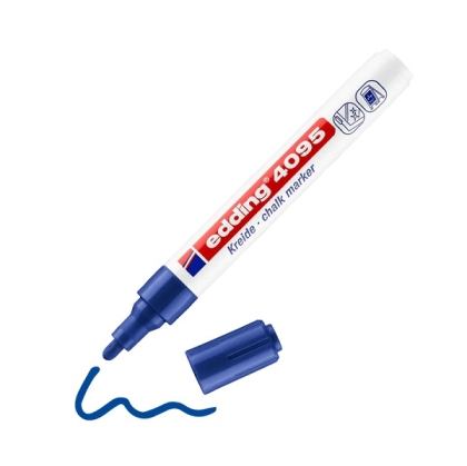Тебеширен маркер edding®4095 за черна дъска и стъкло 2-3 mm - син