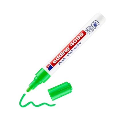 Тебеширен маркер edding®4095 за черна дъска и стъкло 2-3 mm - светло зелен