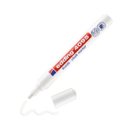 Тебеширен маркер edding®4095 за черна дъска и стъкло 2-3 mm - бял