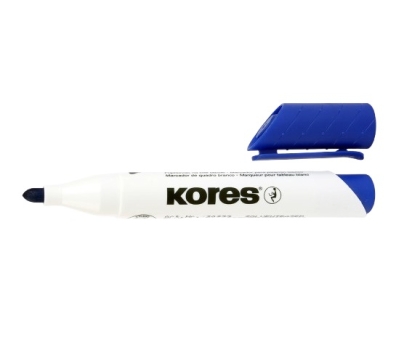 Mаркер за бяла дъска KORES® K-Marker с объл връх - син