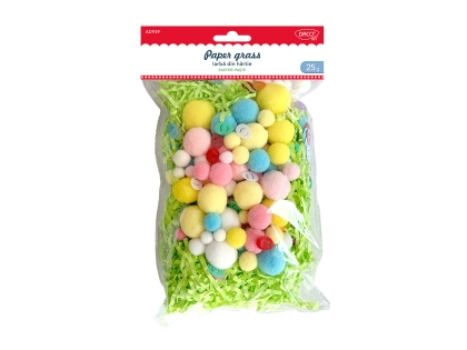 Великденска хартиена трева  с помпони Daco 