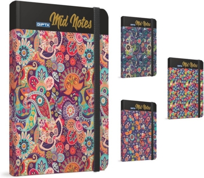 Тефтер MID NOTES  13X21cm/ РЕД, 4 дизайна, 120 листа