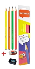 Графитни моливи Nataraj Neon + острилка и гума, 12бр.