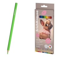 Пластмасови шестоъгълни цветни моливи ErichKrause® Frenchie 12 цвята 