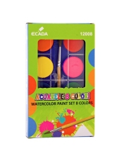 Акварелни бои Ecada от 8 цвята с четка