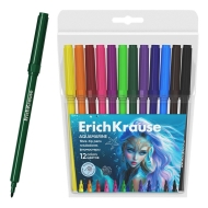 Флумастери ErichKrause® Aquamarine, 12 цвята 