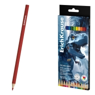 Пластмасови шестоъгълни цветни моливи ErichKrause® Techno Dino, 12 цвята